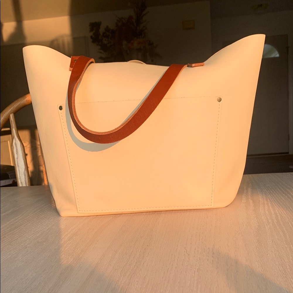 Portland Leather Goods Large Tote Bone with Tandles